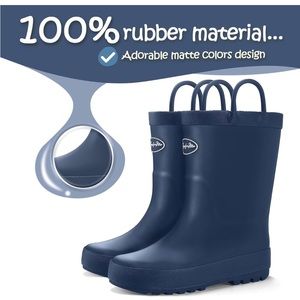 KomForme Kids Rain Boots, Waterproof Rubber Matte Boots with Easy-on Handles